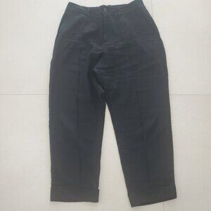 A New Day Black High Rise Elastic Waist Straight Leg Cuffed Pintuck Pants  14